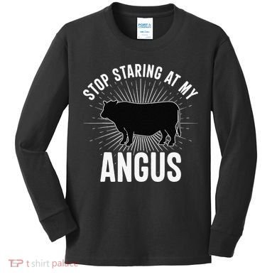 Funny Cow Farmer Rasing Cattle Dairy Farming Angus Cows Kids Long Sleeve Shirt