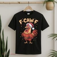 Funny Christmas F-CAW-F Santa Claus Chicken  T-Shirt thumb 2