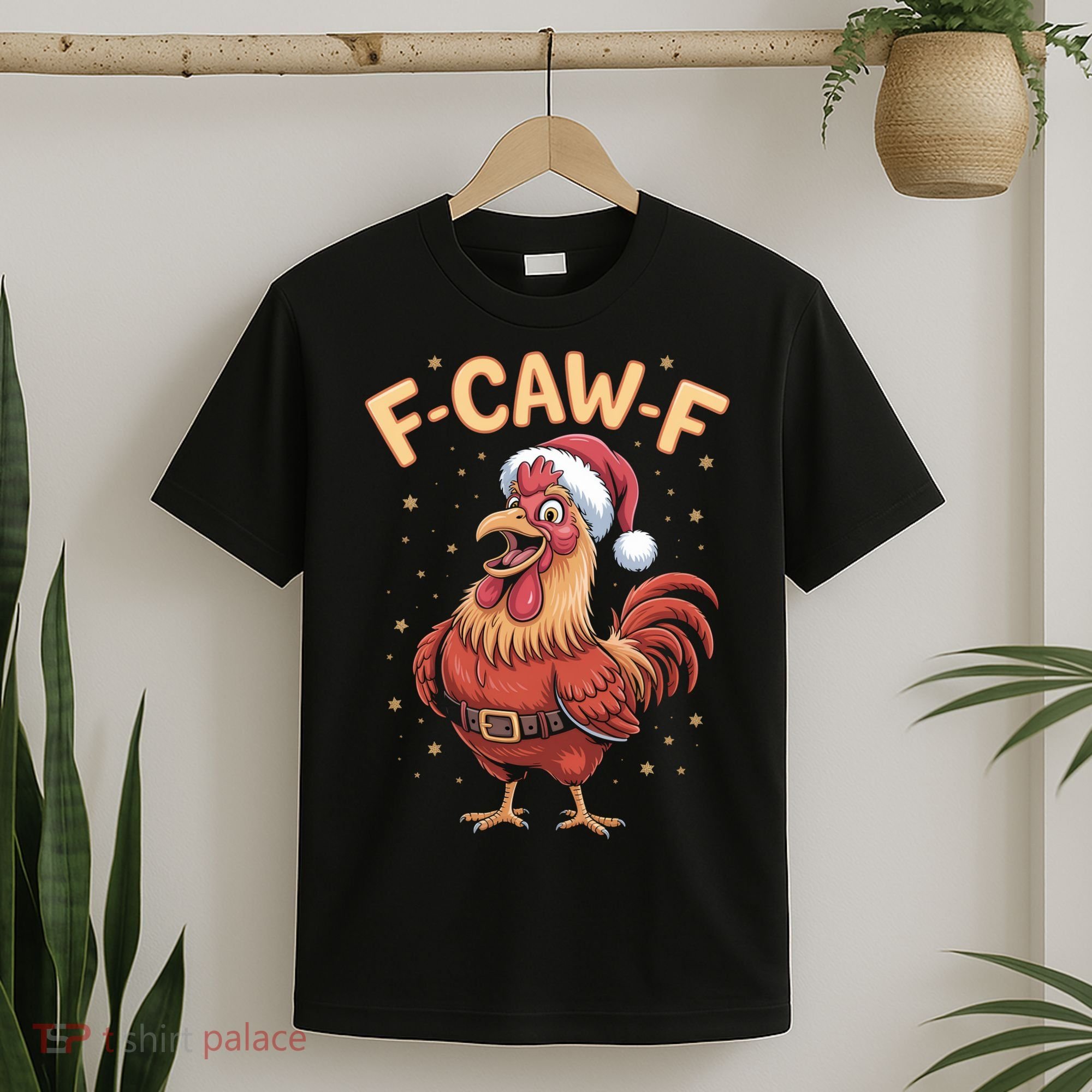 Funny Christmas F-CAW-F Santa Claus Chicken  T-Shirt