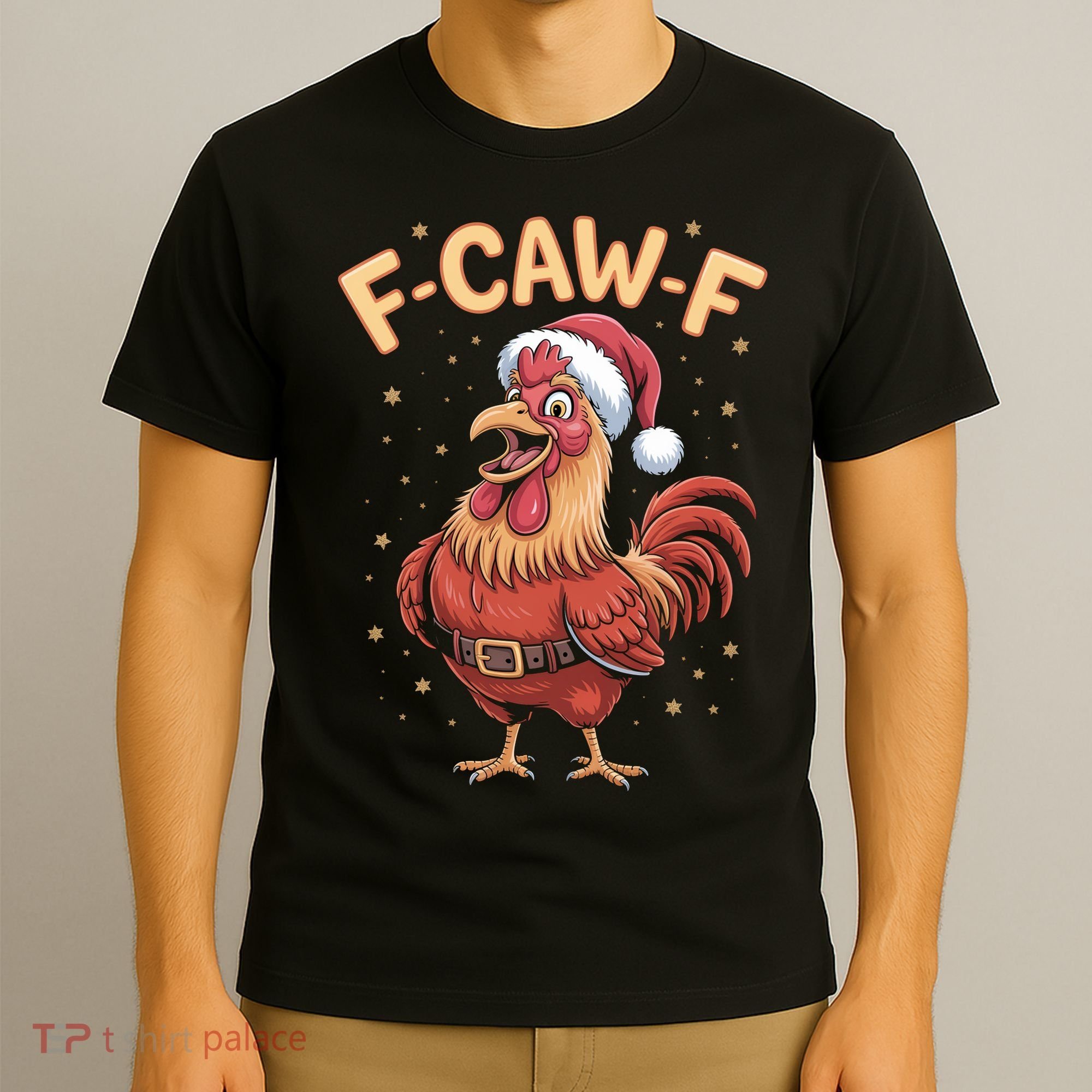 Funny Christmas F-CAW-F Santa Claus Chicken  T-Shirt