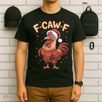 Funny Christmas F-CAW-F Santa Claus Chicken  T-Shirt thumb 6