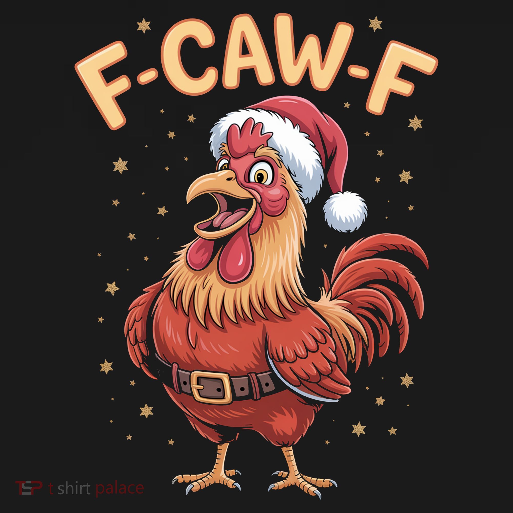 Funny Christmas F-CAW-F Santa Claus Chicken  Polo