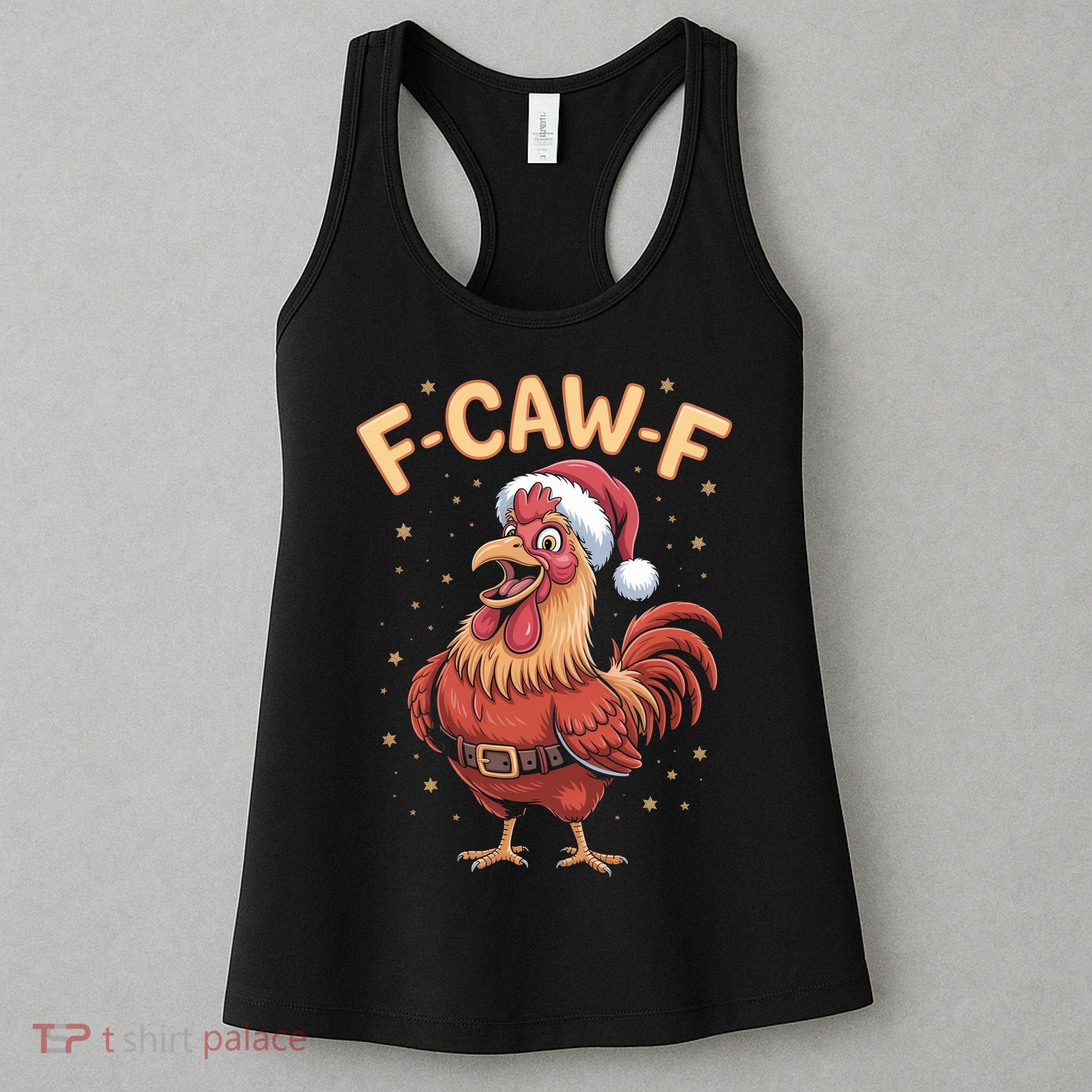 Funny Christmas F-CAW-F Santa Claus Chicken  Women's Tank Top