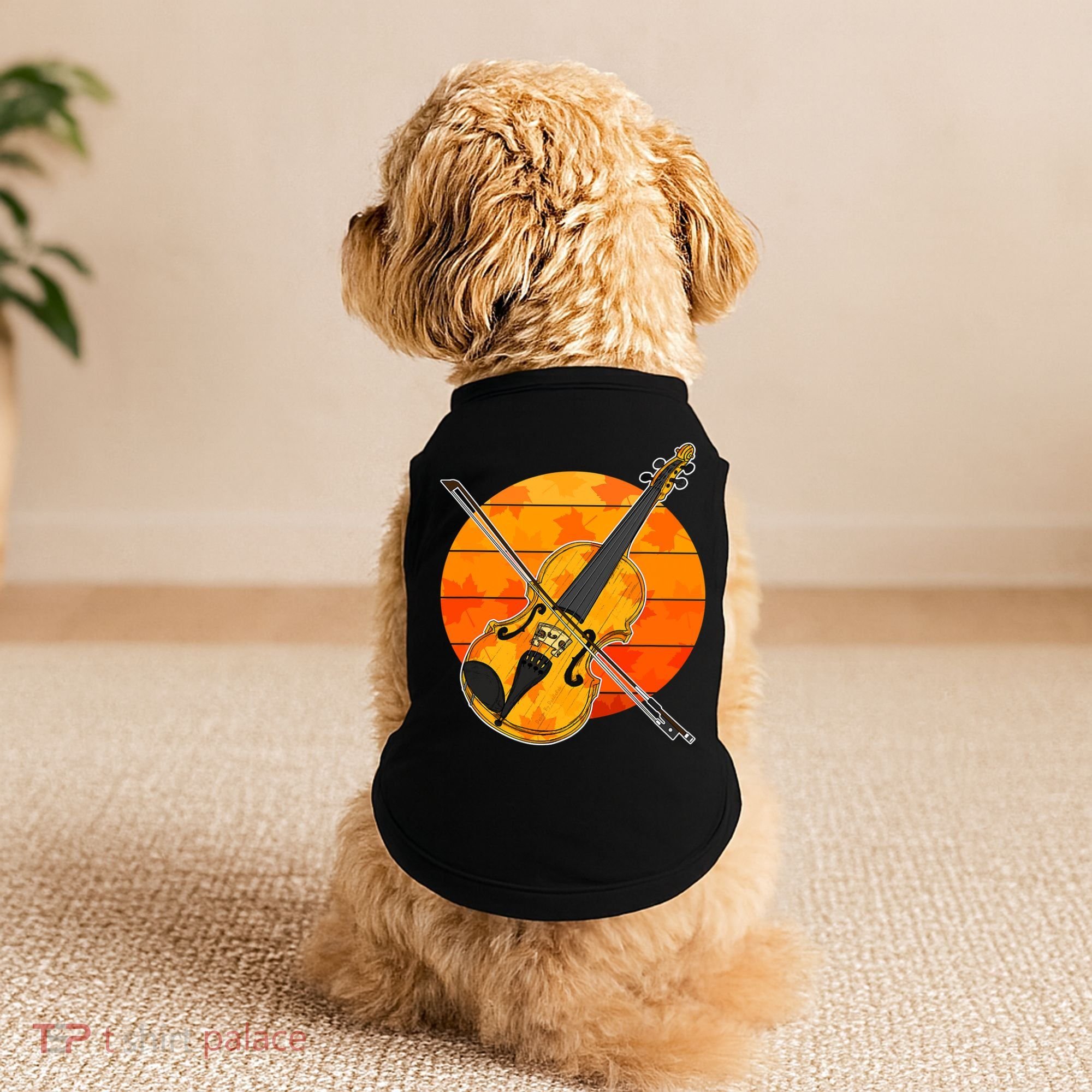 Funny Cute Fall Violin Violinist Autumn Thanksgiving String Player Doggie Tank