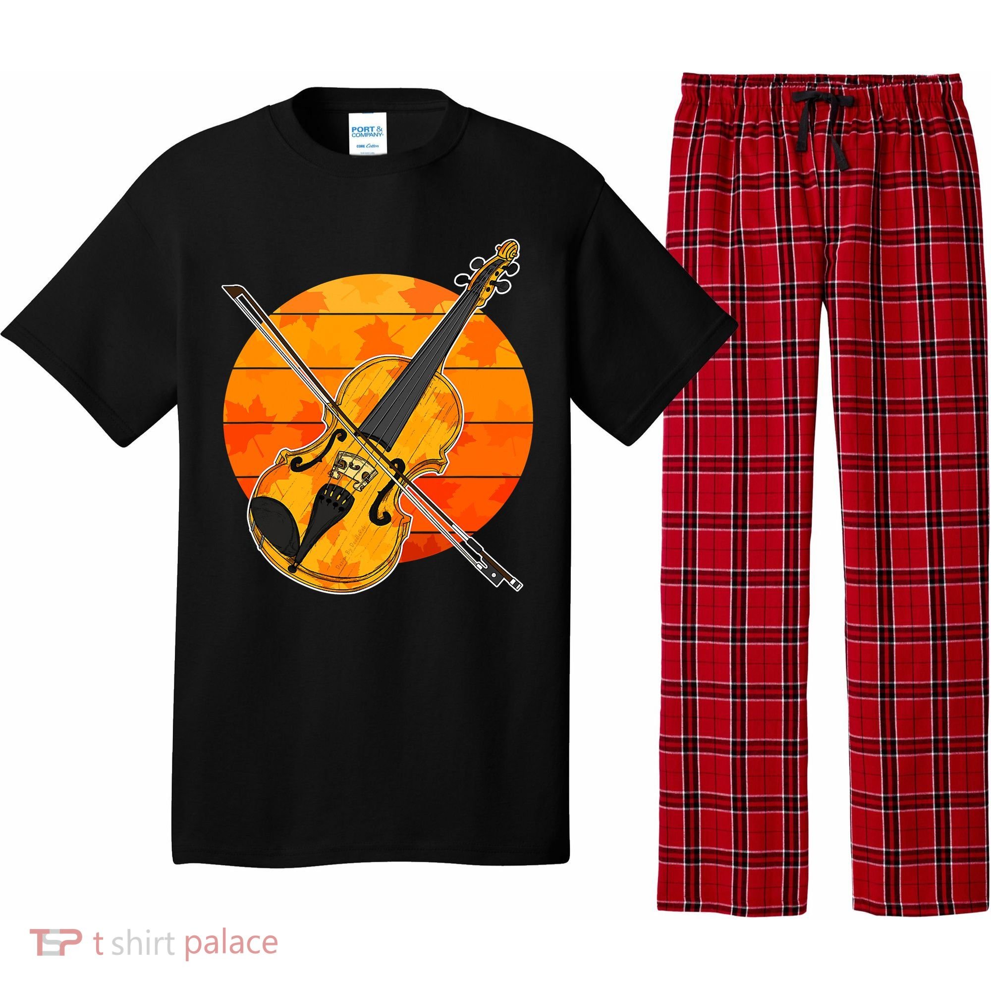 Funny Cute Fall Violin Violinist Autumn Thanksgiving String Player Pajama Set