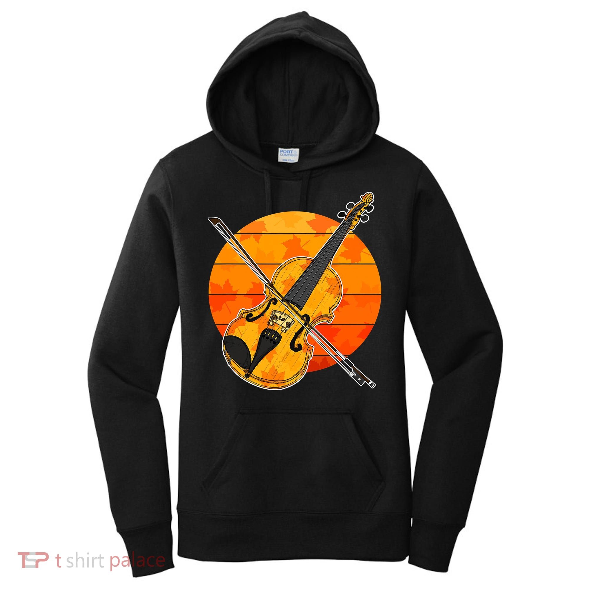 Funny Cute Fall Violin Violinist Autumn Thanksgiving String Player Women's Hoodie