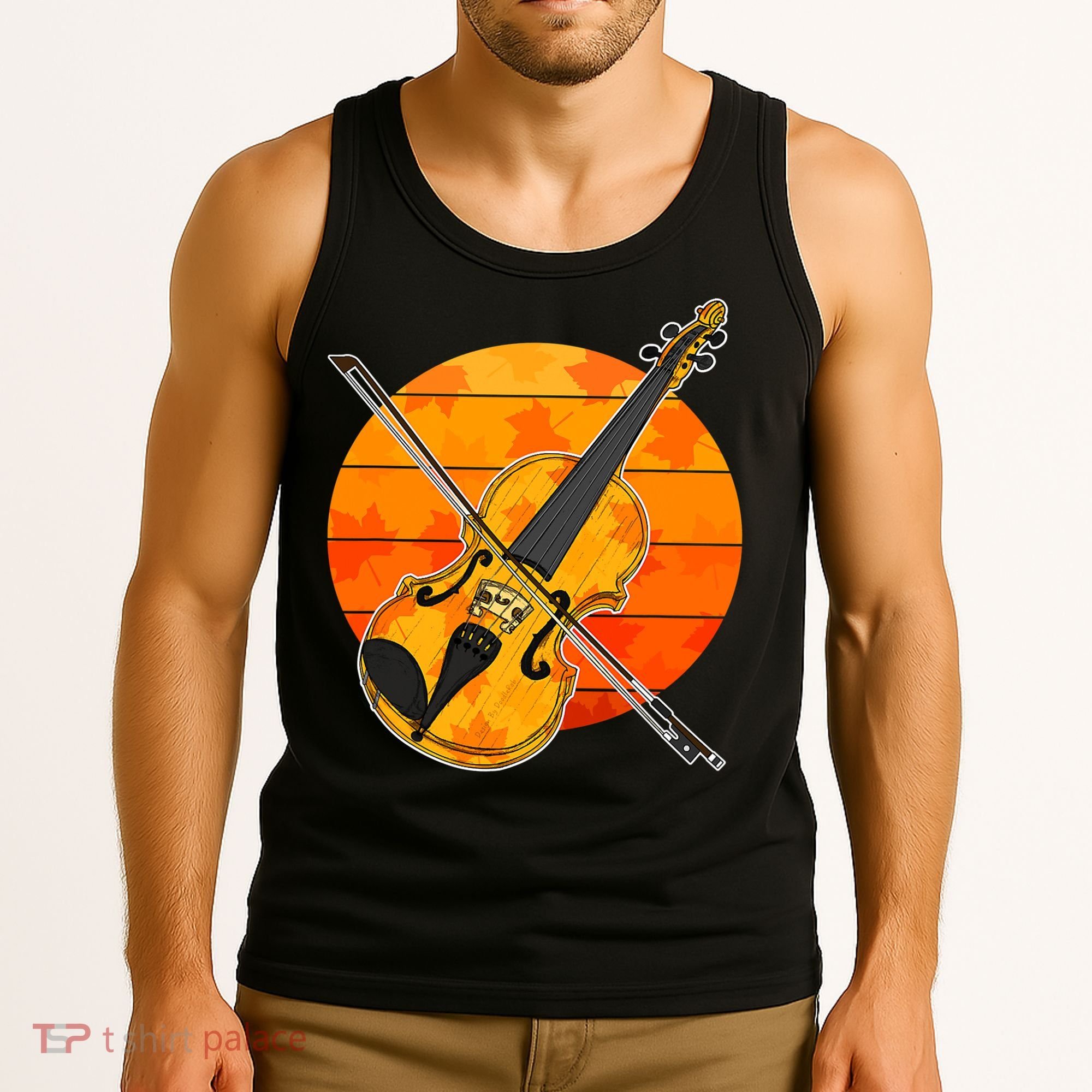 Funny Cute Fall Violin Violinist Autumn Thanksgiving String Player Tank Top