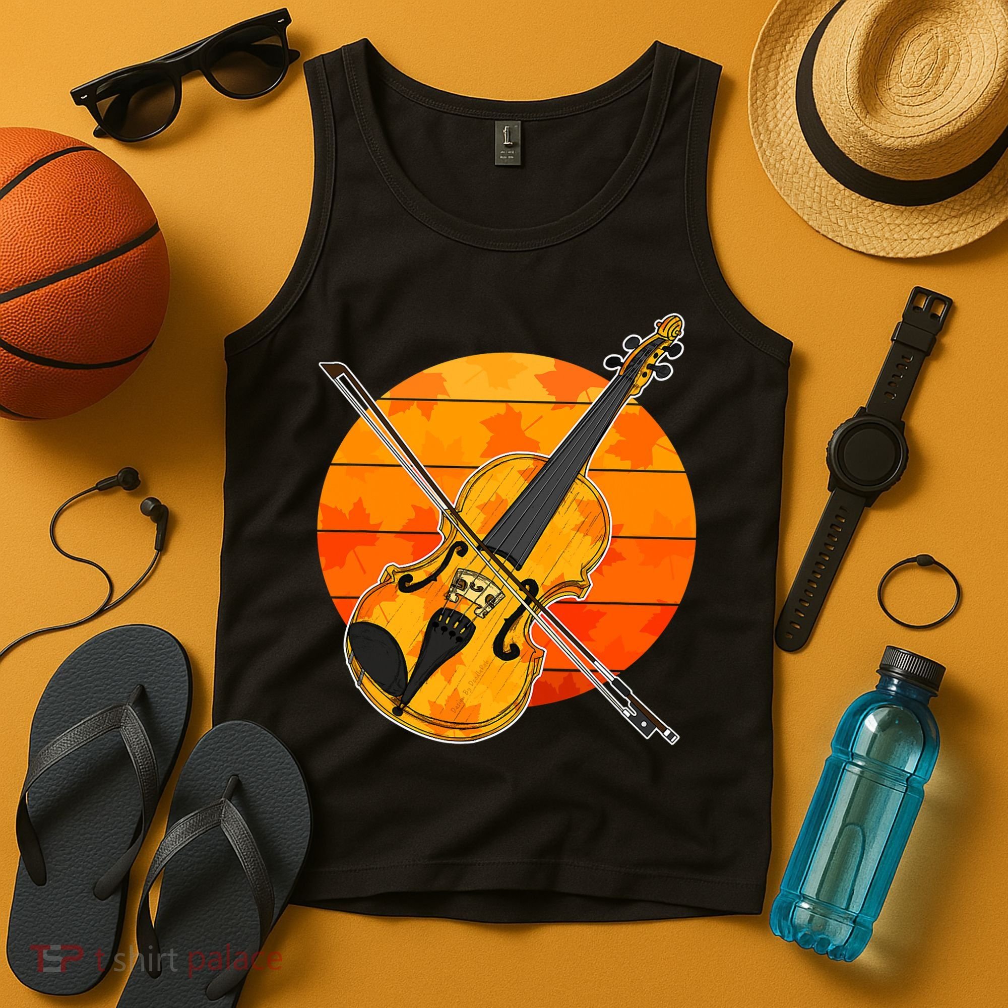 Funny Cute Fall Violin Violinist Autumn Thanksgiving String Player Tank Top