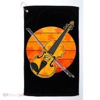 Funny Cute Fall Violin Violinist Autumn Thanksgiving String Player Golf Towel thumb 0