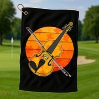 Funny Cute Fall Violin Violinist Autumn Thanksgiving String Player Golf Towel thumb 1