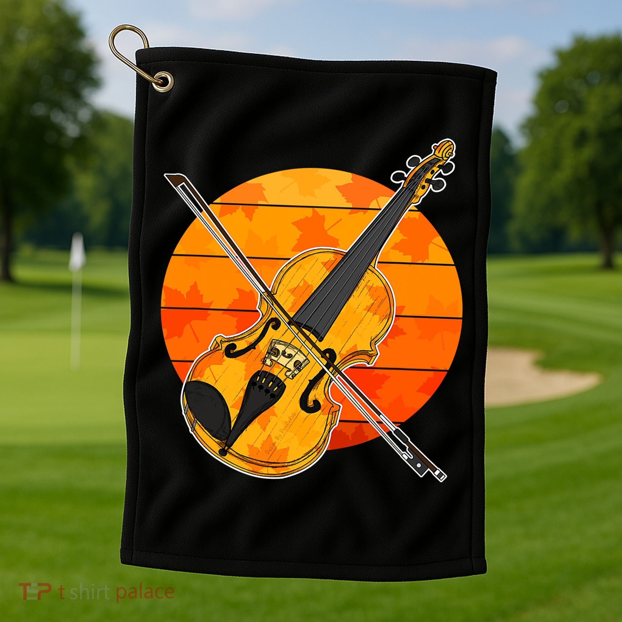 Funny Cute Fall Violin Violinist Autumn Thanksgiving String Player Golf Towel