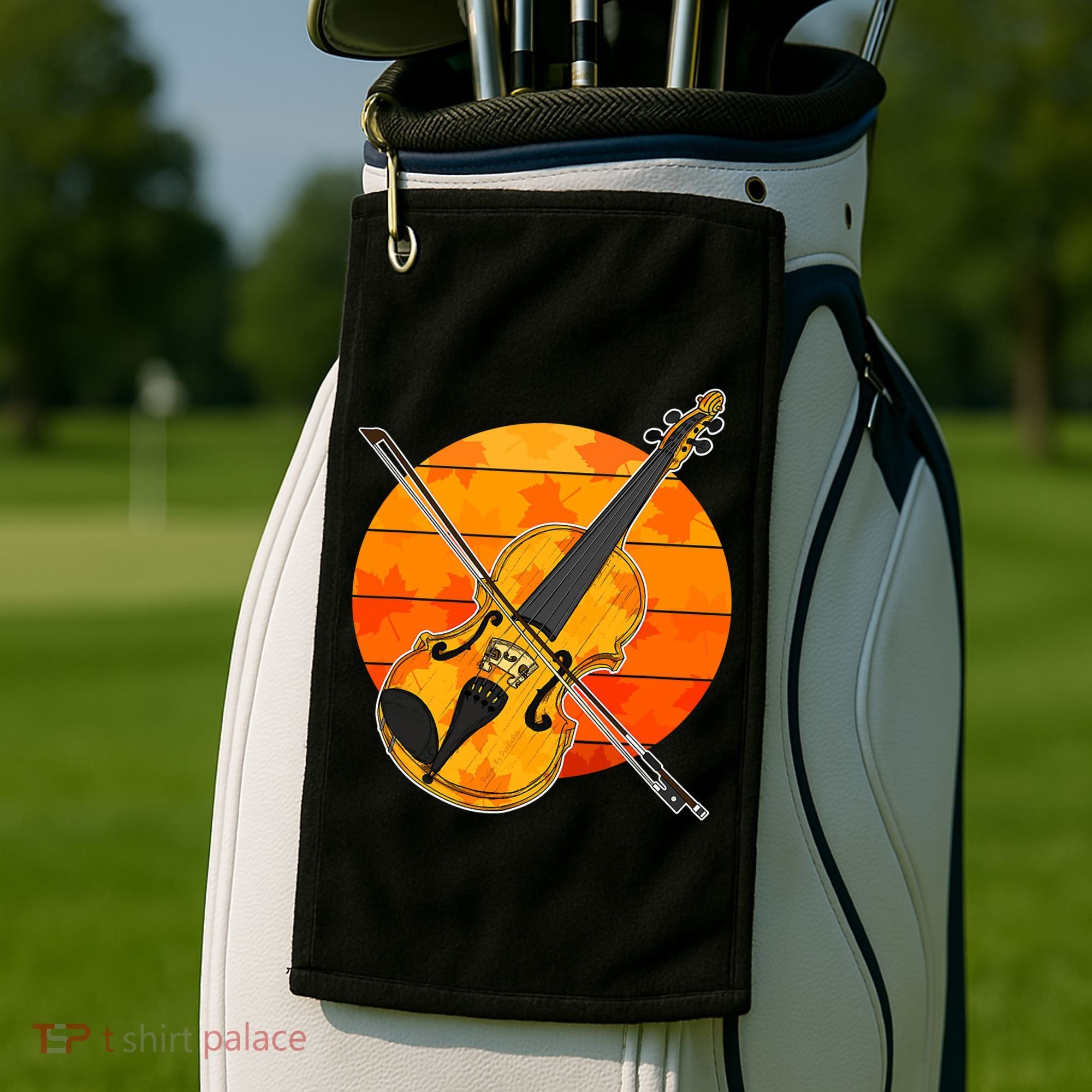 Funny Cute Fall Violin Violinist Autumn Thanksgiving String Player Golf Towel