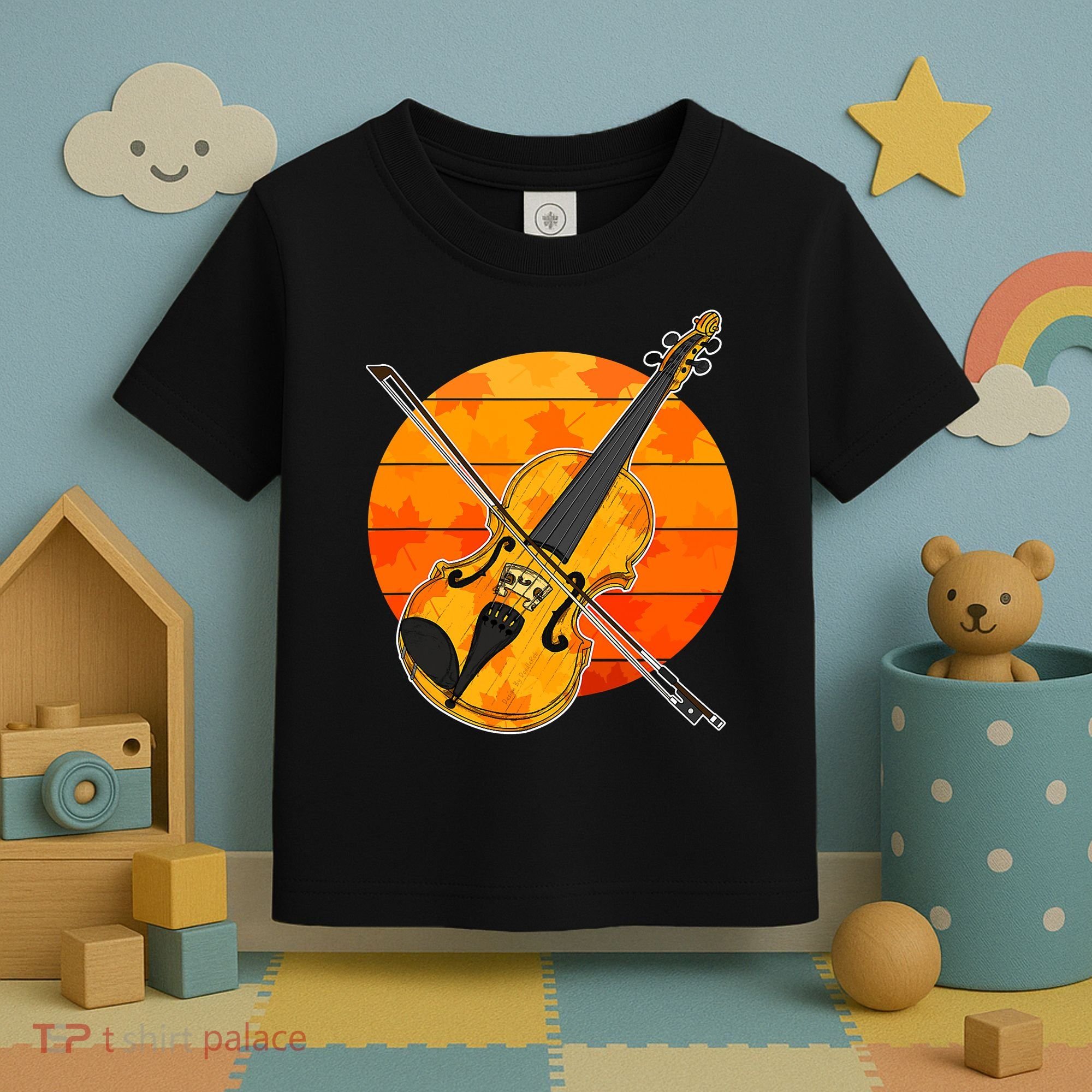 Funny Cute Fall Violin Violinist Autumn Thanksgiving String Player Toddler T-Shirt