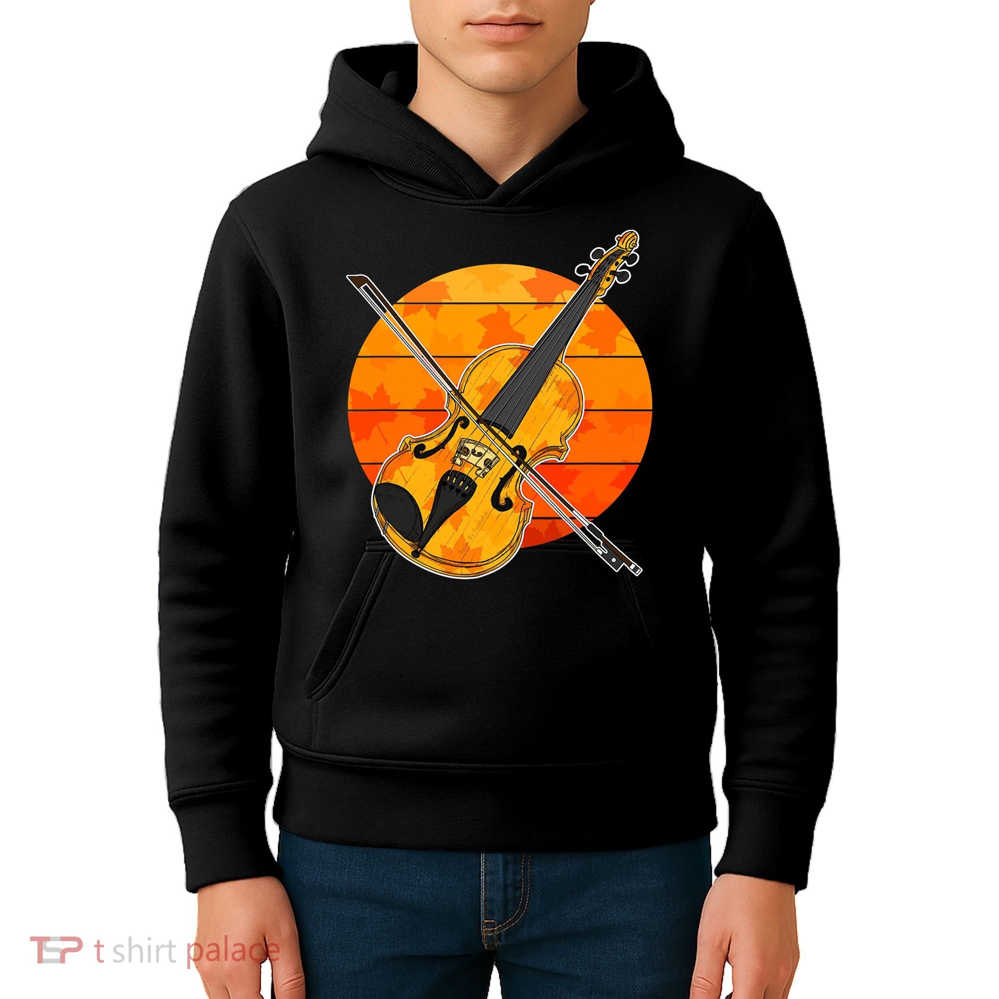 Funny Cute Fall Violin Violinist Autumn Thanksgiving String Player Kids Hoodie