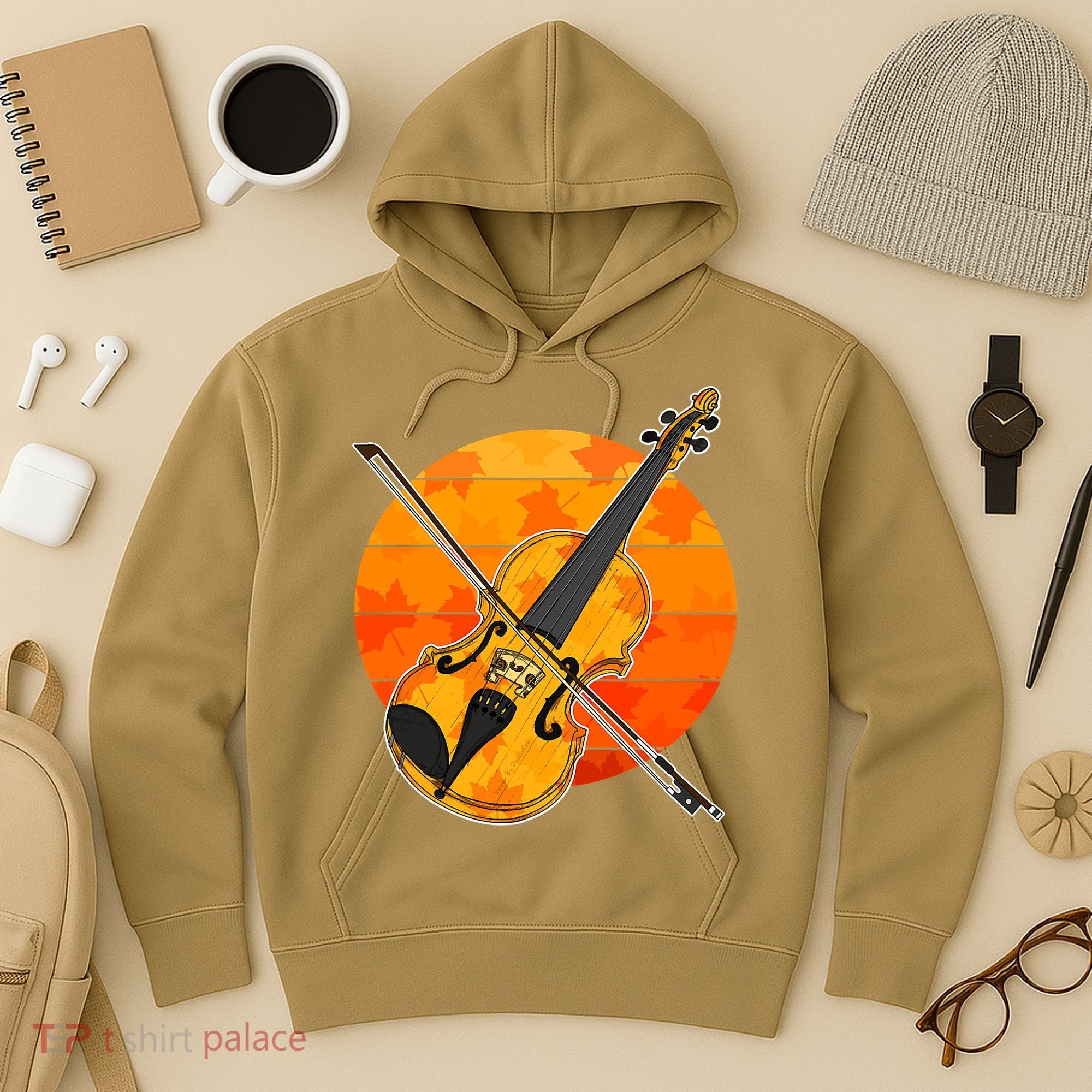 Funny Cute Fall Violin Violinist Autumn Thanksgiving String Player Hoodie