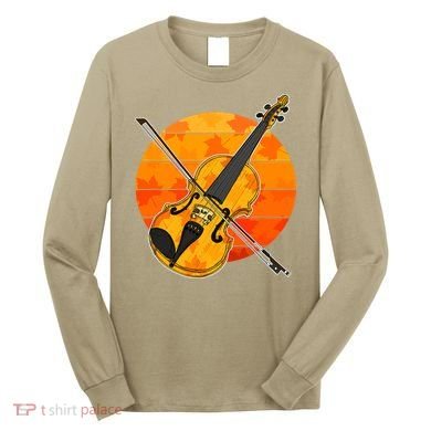 Funny Cute Fall Violin Violinist Autumn Thanksgiving String Player Long Sleeve Shirt