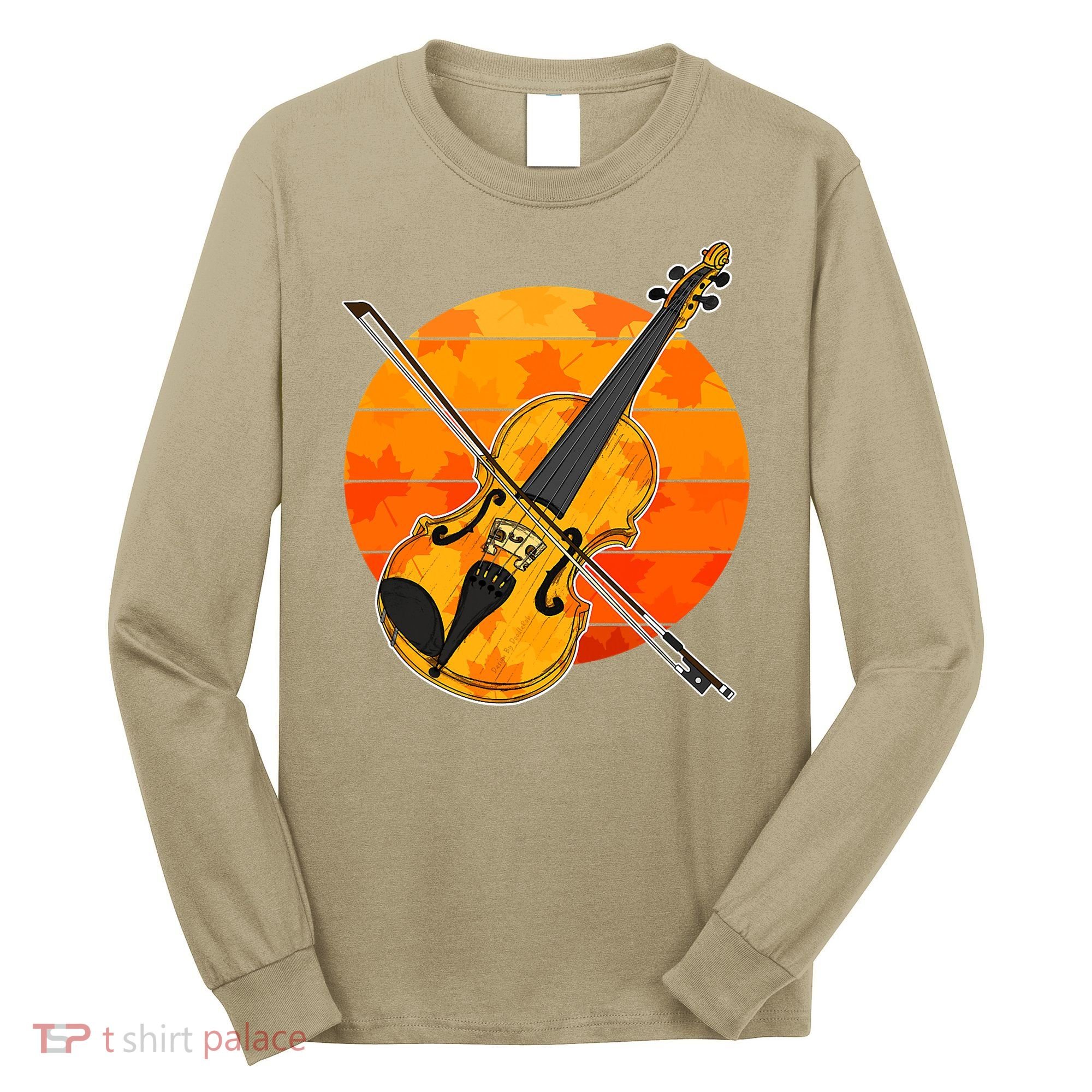Funny Cute Fall Violin Violinist Autumn Thanksgiving String Player Long Sleeve Shirt