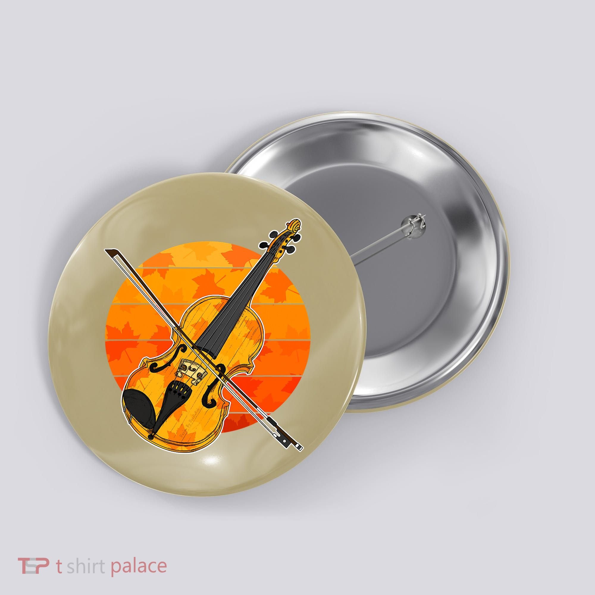 Funny Cute Fall Violin Violinist Autumn Thanksgiving String Player Button