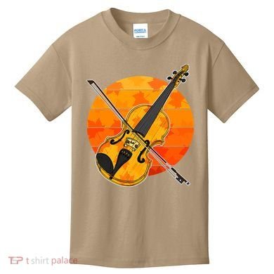 Funny Cute Fall Violin Violinist Autumn Thanksgiving String Player Kids T-Shirt