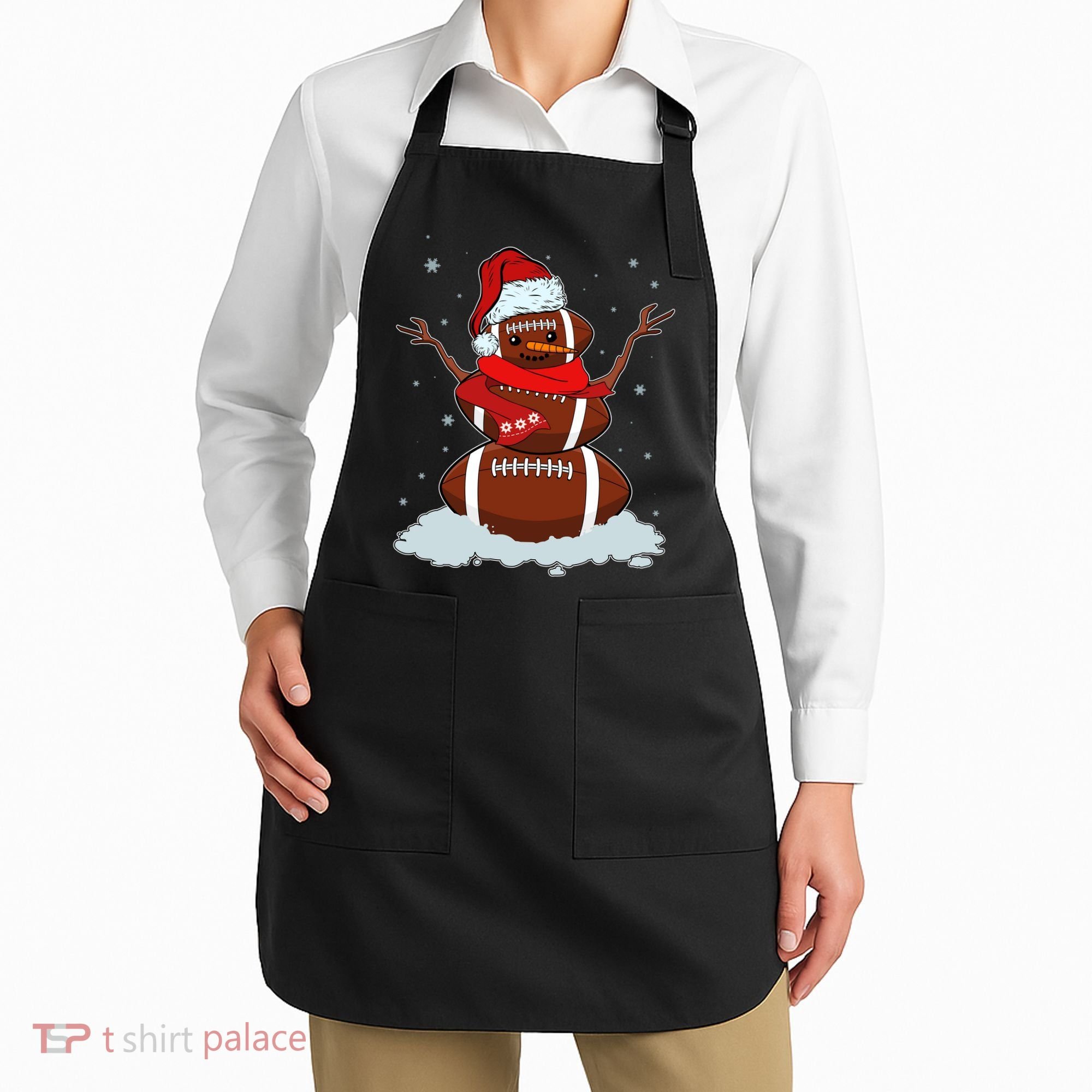 Funny Christmas Football Snowman Apron