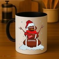 Funny Christmas Football Snowman Coffee Mug thumb 4