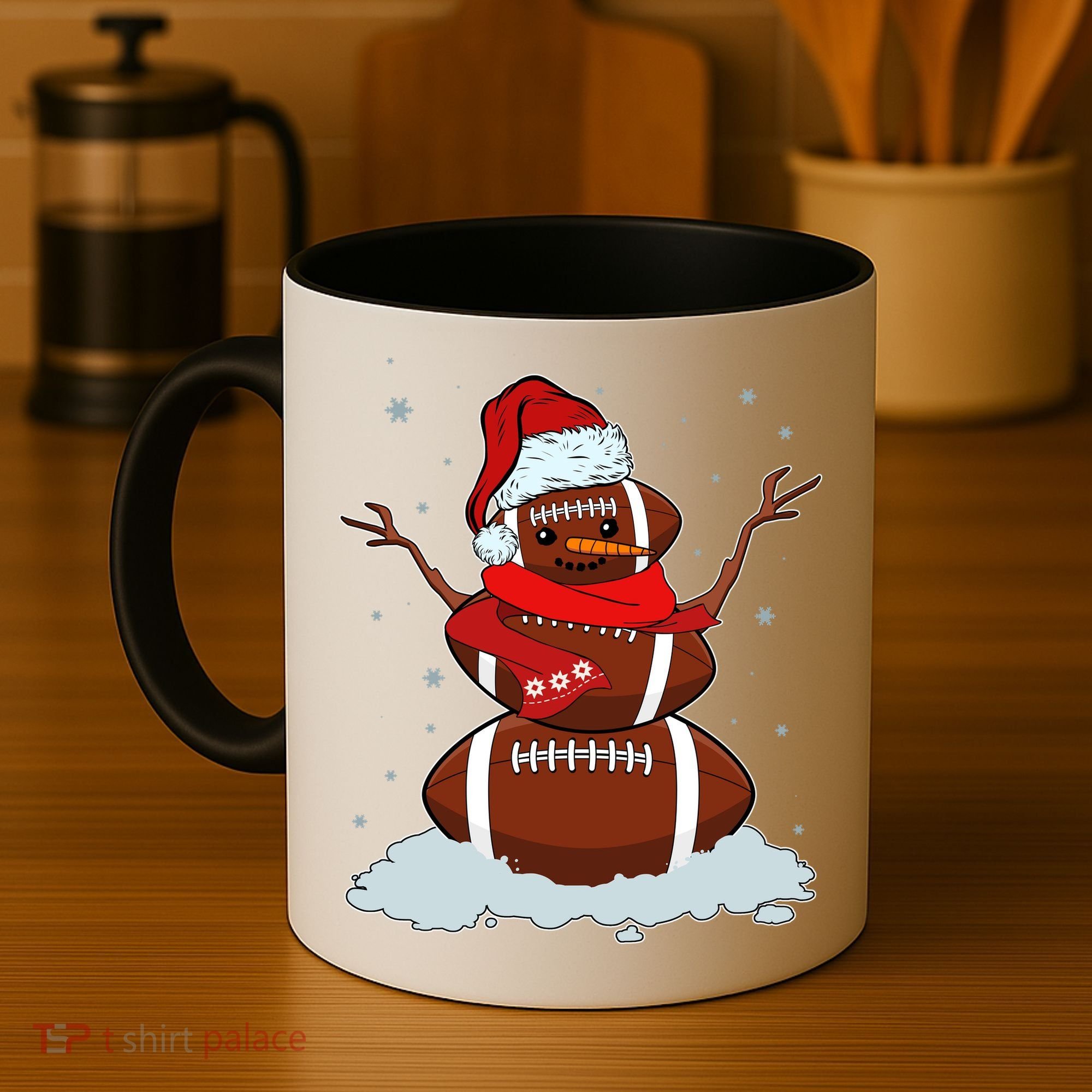 Funny Christmas Football Snowman Coffee Mug