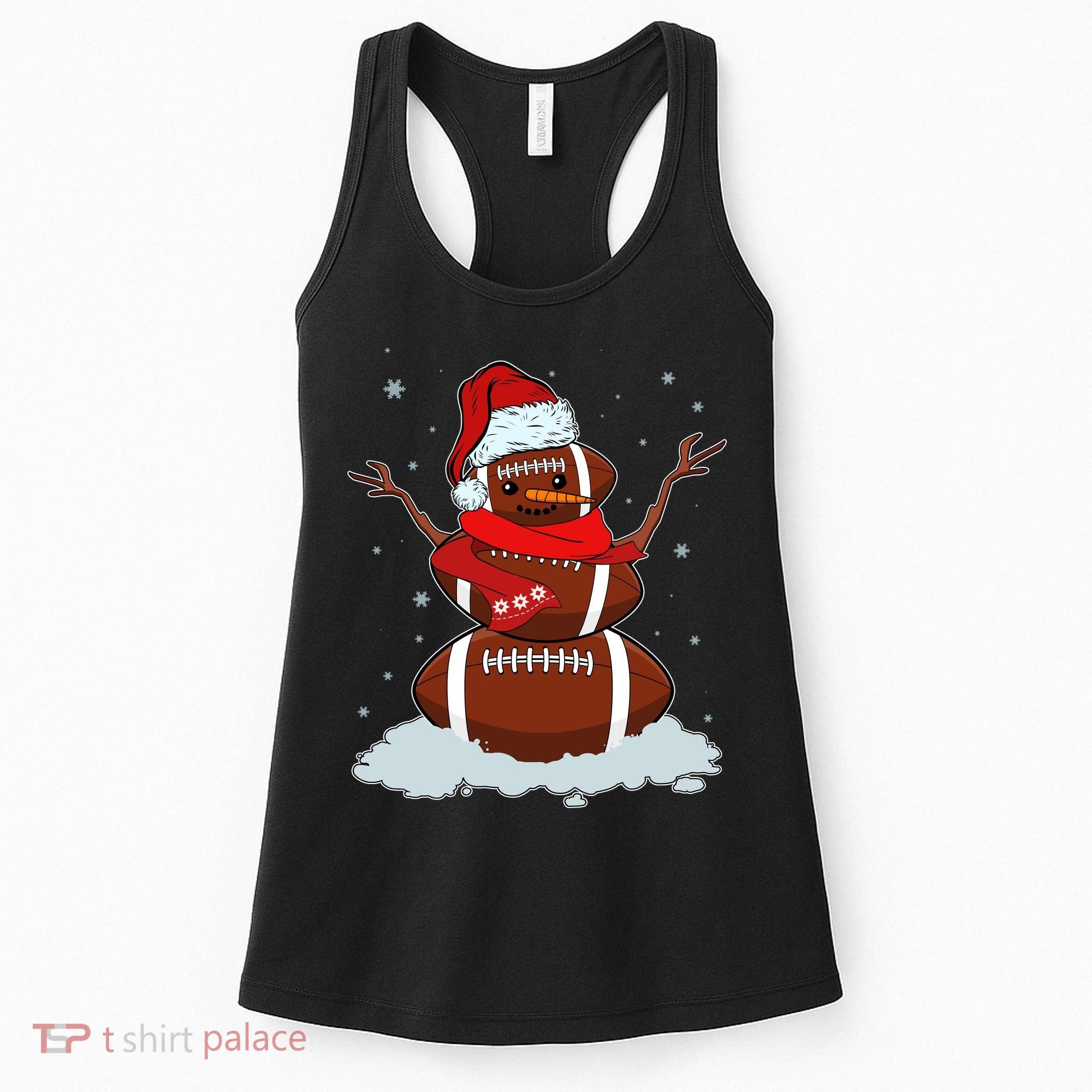 Funny Christmas Football Snowman Women's Tank Top