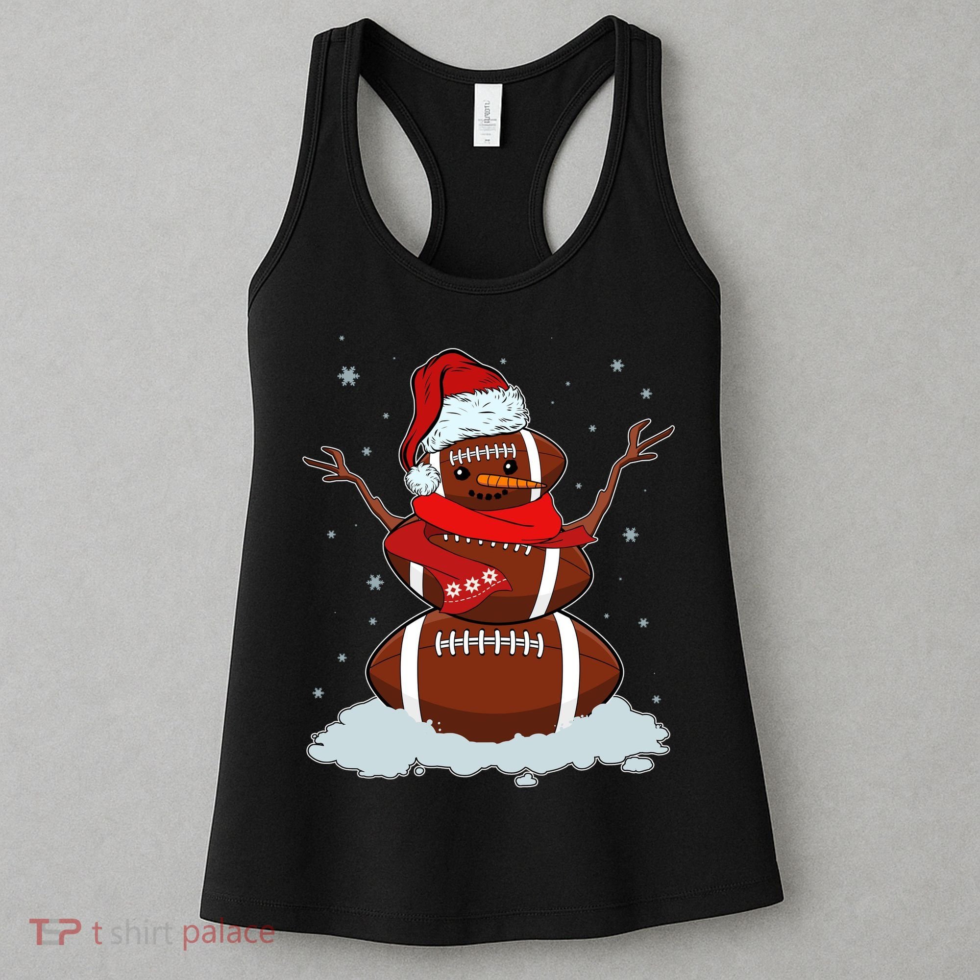 Funny Christmas Football Snowman Women's Tank Top