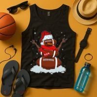 Funny Christmas Football Snowman Tank Top thumb 4
