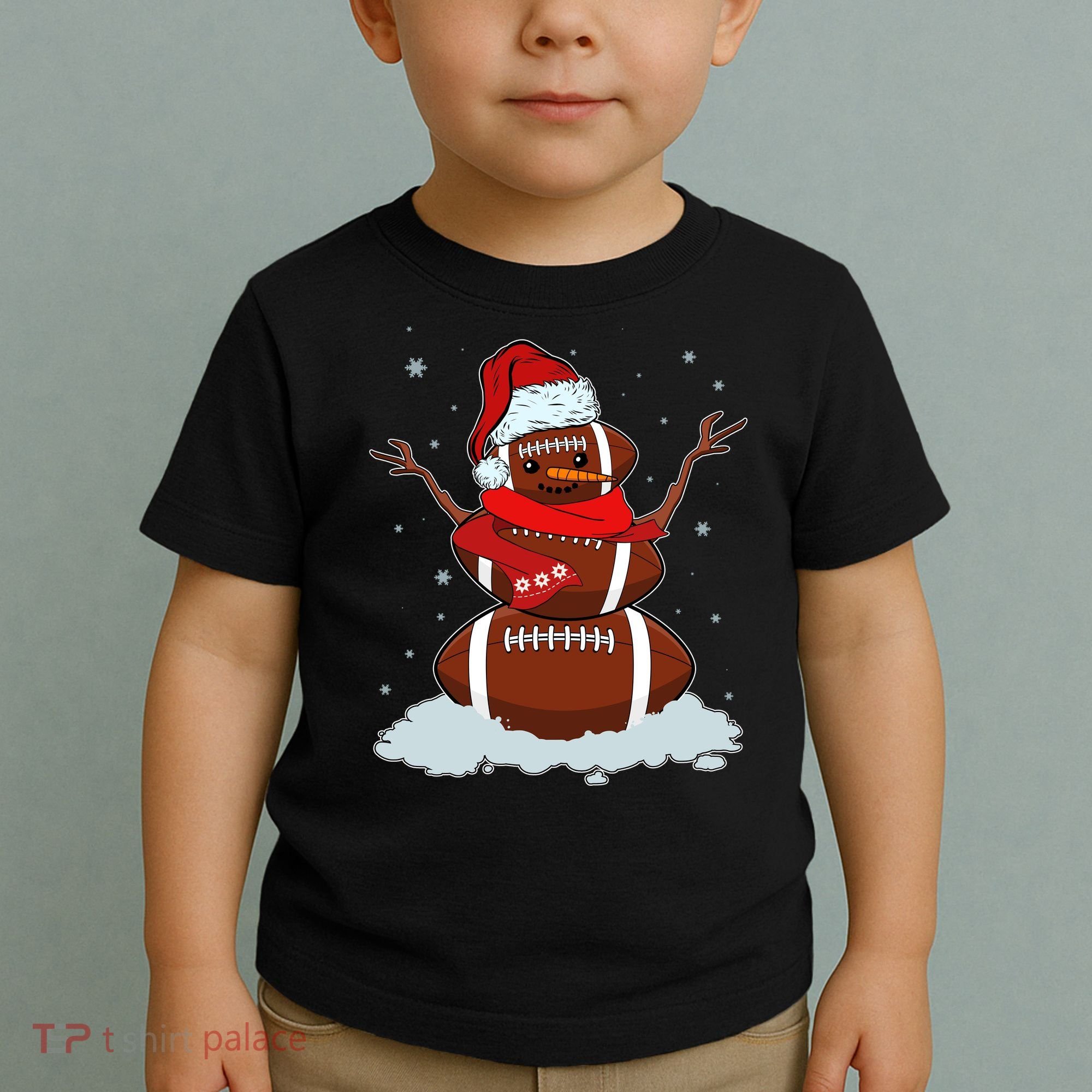 Funny Christmas Football Snowman Toddler T-Shirt