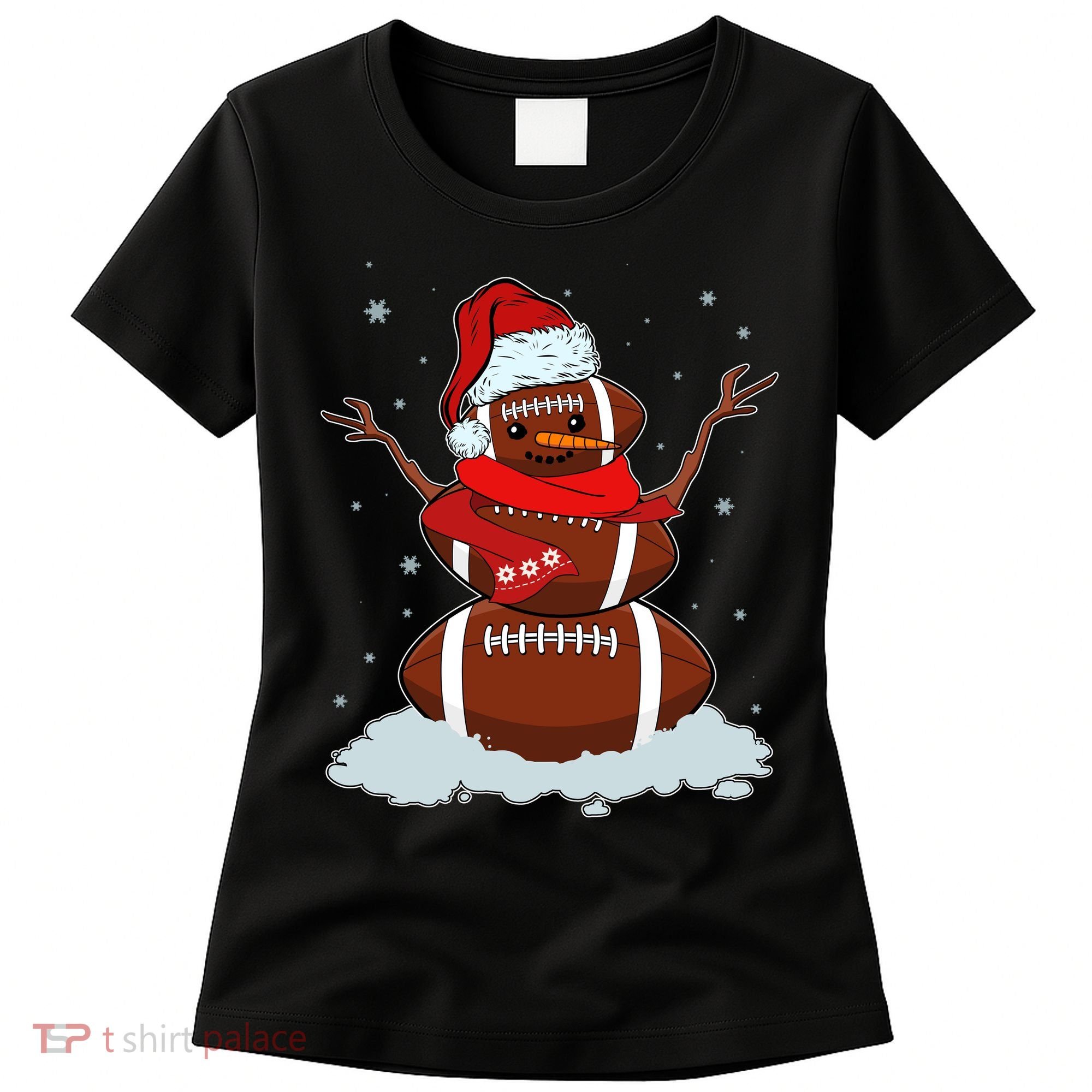 Funny Christmas Football Snowman Women's T-Shirt
