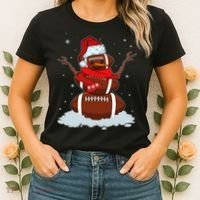 Funny Christmas Football Snowman Women's T-Shirt thumb 2