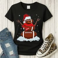 Funny Christmas Football Snowman Women's T-Shirt thumb 3