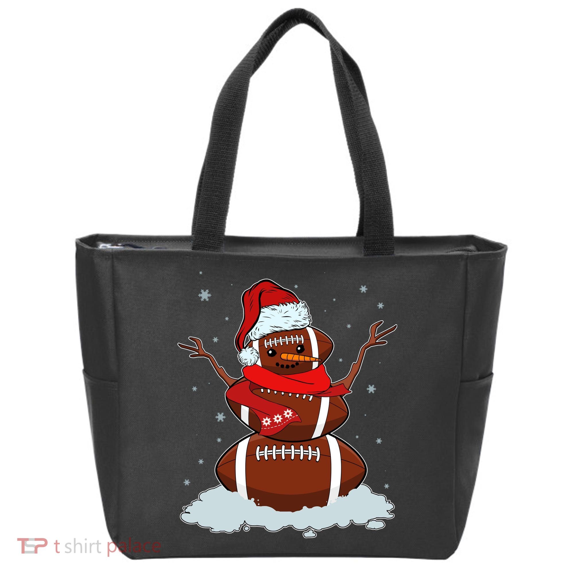 Funny Christmas Football Snowman Tote Bag