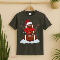 Funny Christmas Football Snowman T-Shirt thumb 2