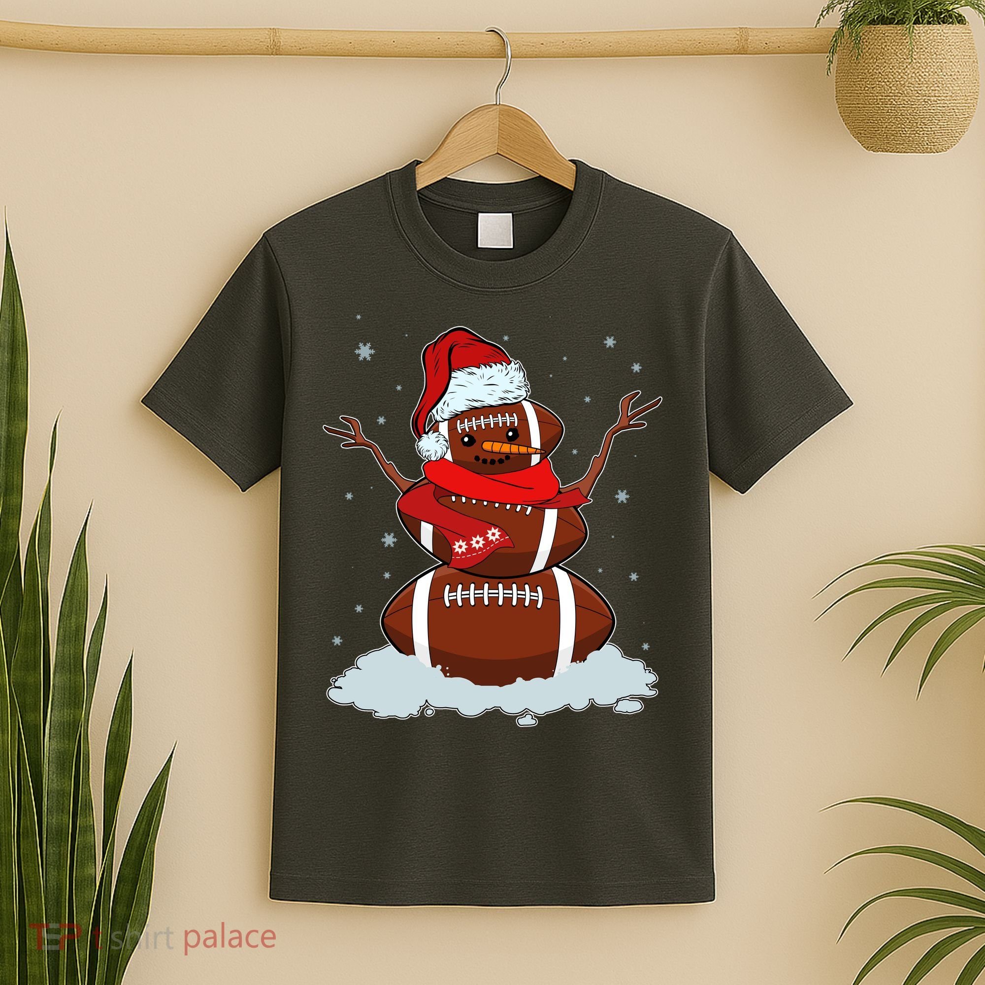 Funny Christmas Football Snowman T-Shirt