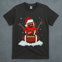 Funny Christmas Football Snowman T-Shirt thumb 4