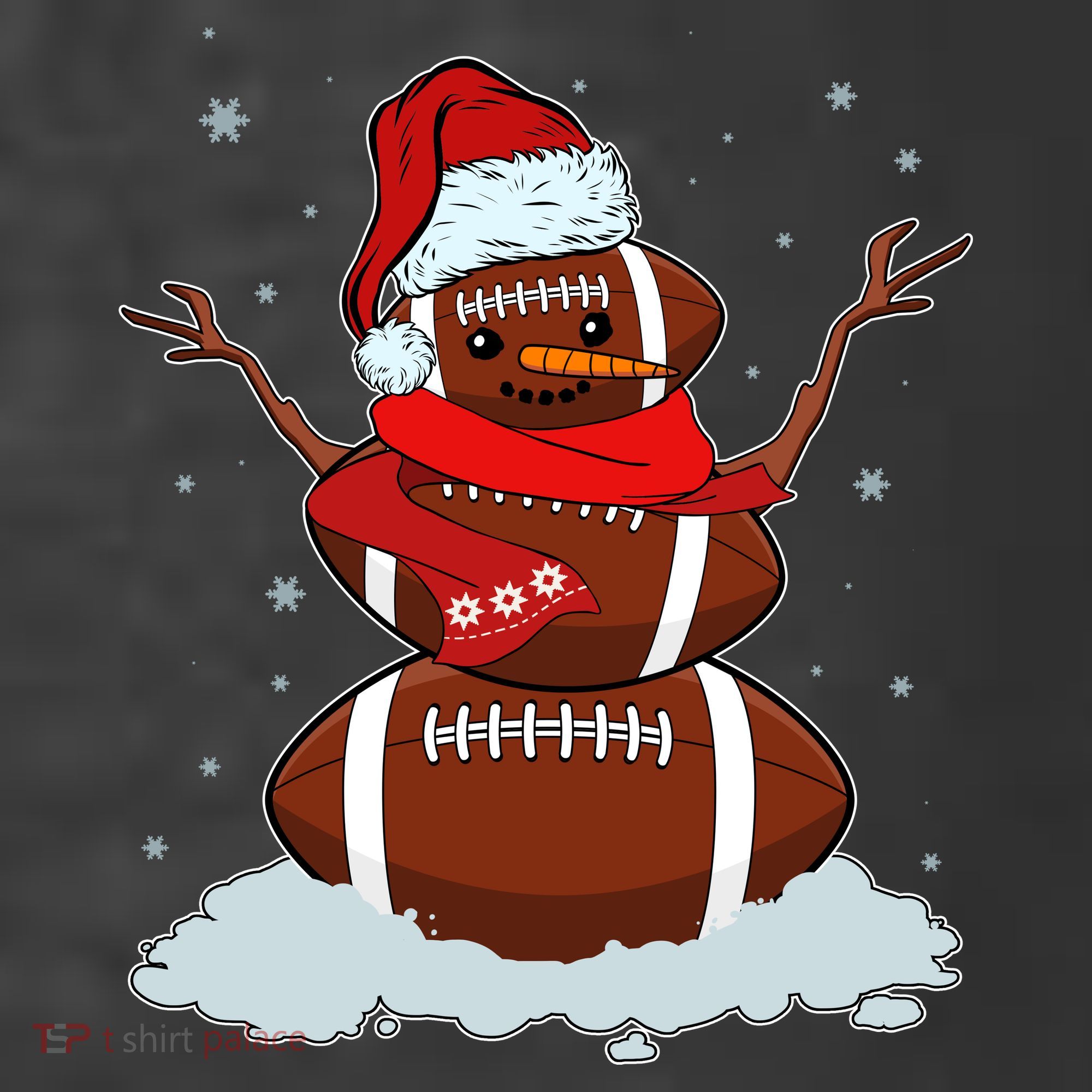 Funny Christmas Football Snowman T-Shirt