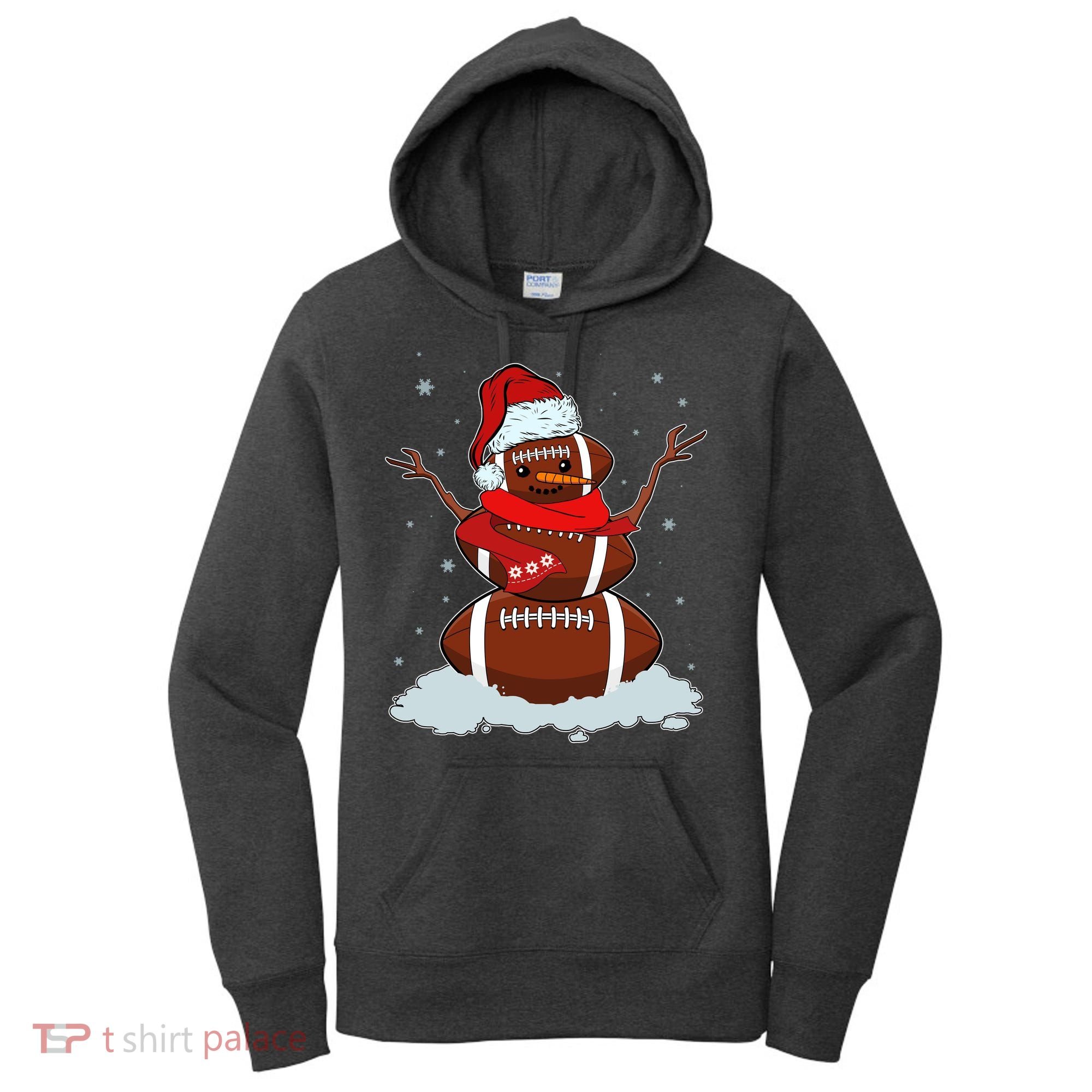 Funny Christmas Football Snowman Women's Hoodie