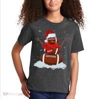 Funny Christmas Football Snowman Kids T-Shirt thumb 2