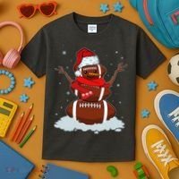 Funny Christmas Football Snowman Kids T-Shirt thumb 3