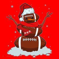 Funny Christmas Football Snowman Santa Hat thumb 1