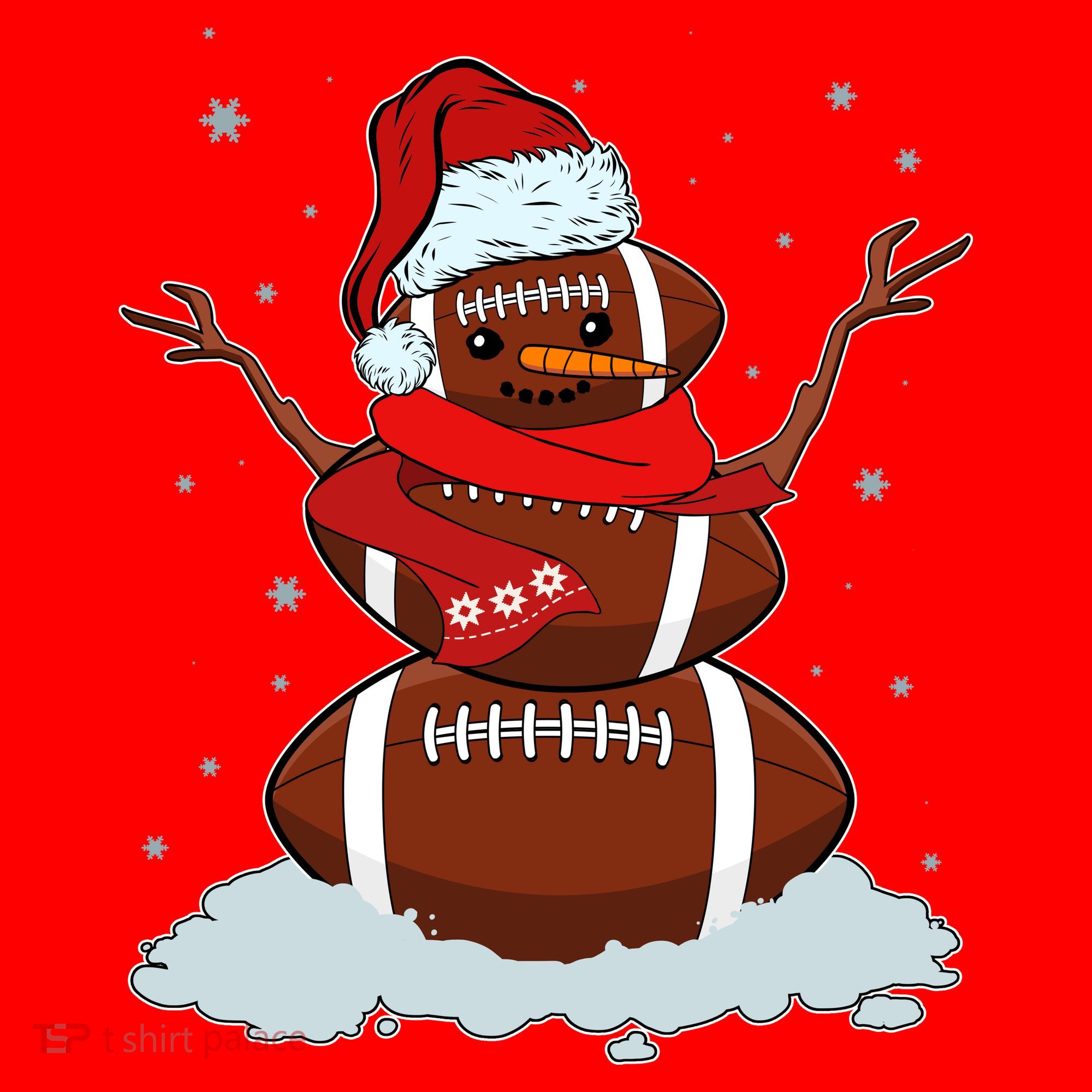 Funny Christmas Football Snowman Santa Hat