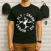Fly Crash Fix Repeat Funny Fpv Drone Racing Quad Pilot T-Shirt thumb 6