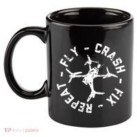 Fly Crash Fix Repeat Funny Fpv Drone Racing Quad Pilot 11oz C Handle Ceramic Mug thumb 2