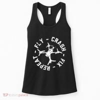 Fly Crash Fix Repeat Funny Fpv Drone Racing Quad Pilot Women's Tank Top thumb 0