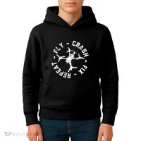 Fly Crash Fix Repeat Funny Fpv Drone Racing Quad Pilot Kids Hoodie thumb 4