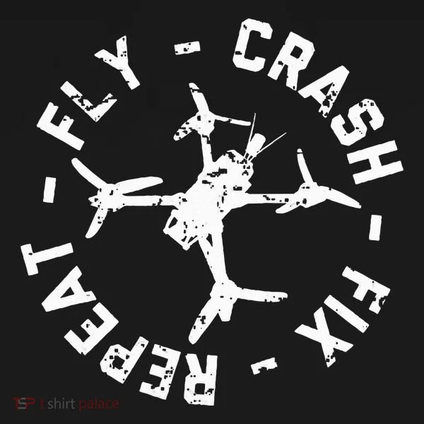 Fly Crash Fix Repeat Funny Fpv Drone Racing Quad Pilot Kids Long Sleeve Shirt