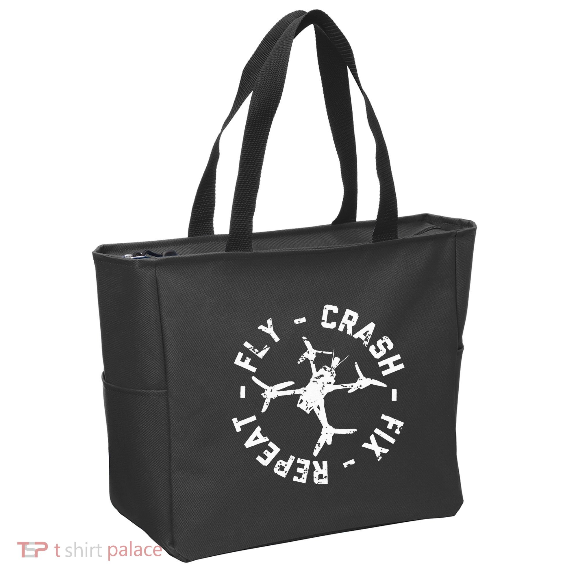 Fly Crash Fix Repeat Funny Fpv Drone Racing Quad Pilot Tote Bag