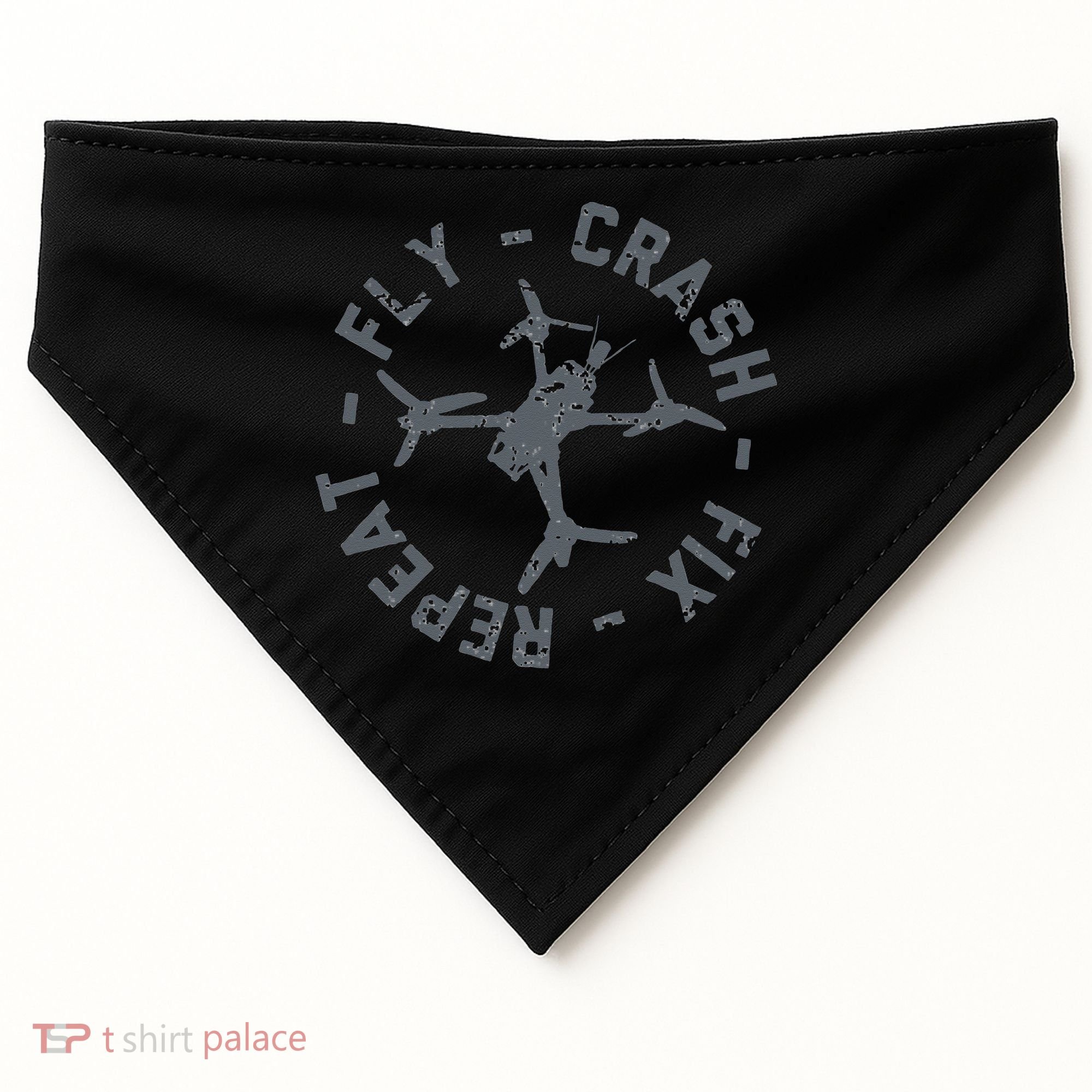 Fly Crash Fix Repeat Funny FPV Drone Pilot Racing Quad USA-Made Doggie Bandana